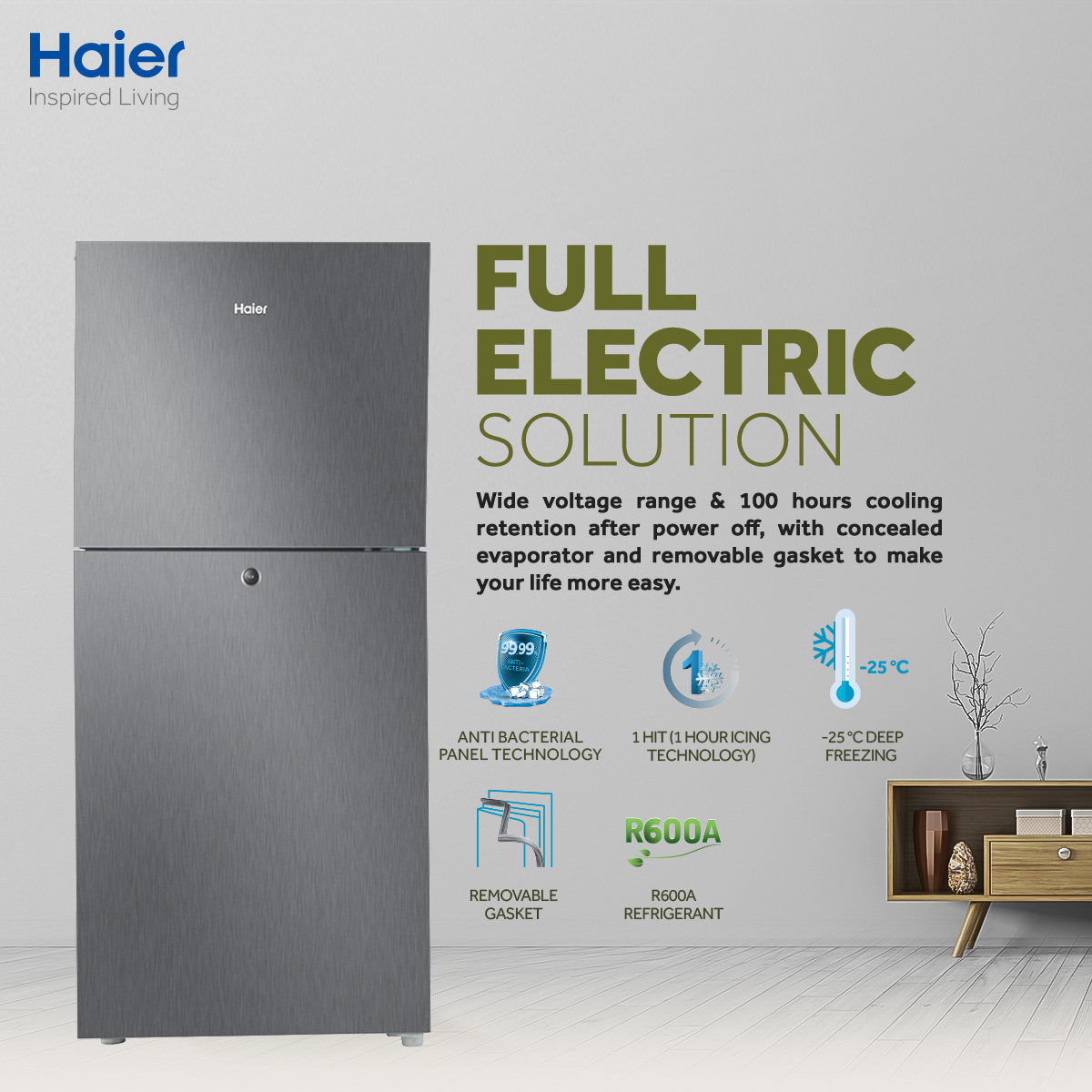 Haier mini fridge 8CF (216 Liters) Regular Series HRF216EBS/EBD
