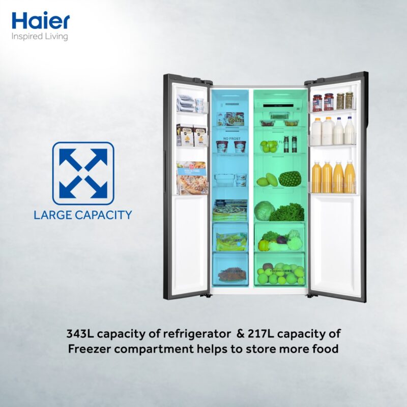Haier Side By Side Refrigerator Twin Inverter Technology HRF522IBS Lahore Electronics Haier
