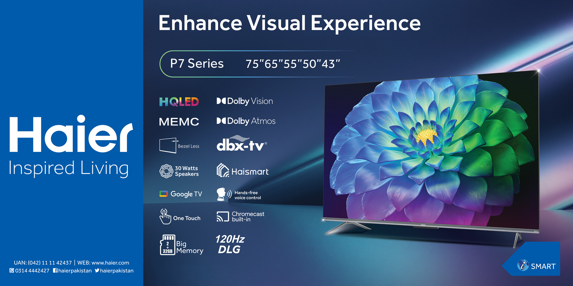 Haier 55 inch Bezel Less UHD Google TV H55P7UX (4K) - Lahore ...
