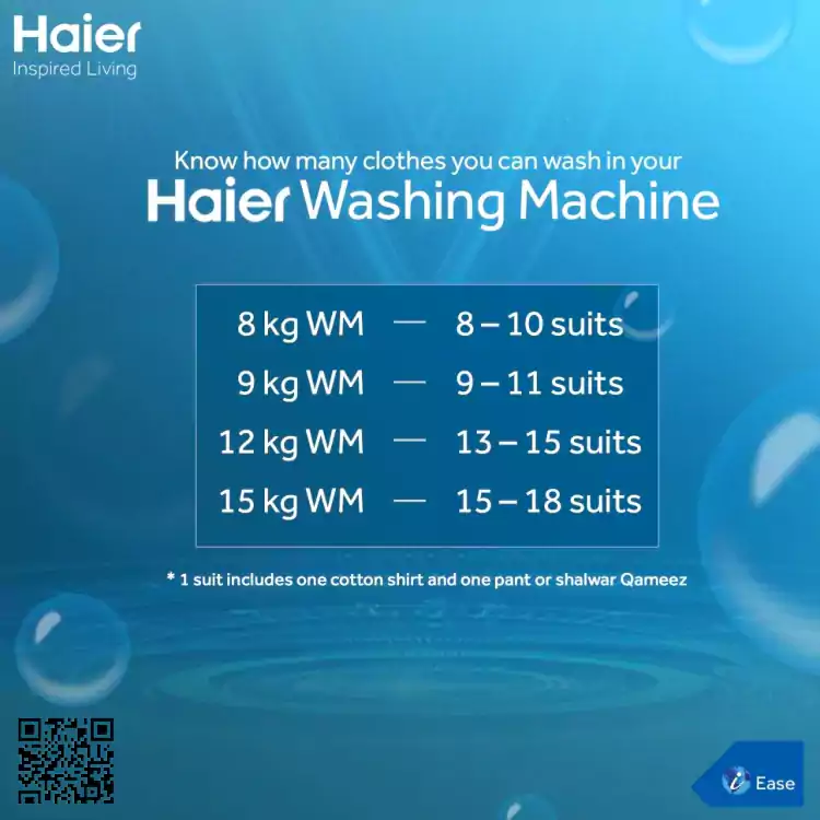 haier washing machines size guides
